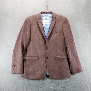 Moods of Norway Blazer Mens 54 Brown‎ Wool Herringbone Sport Coat Pockets